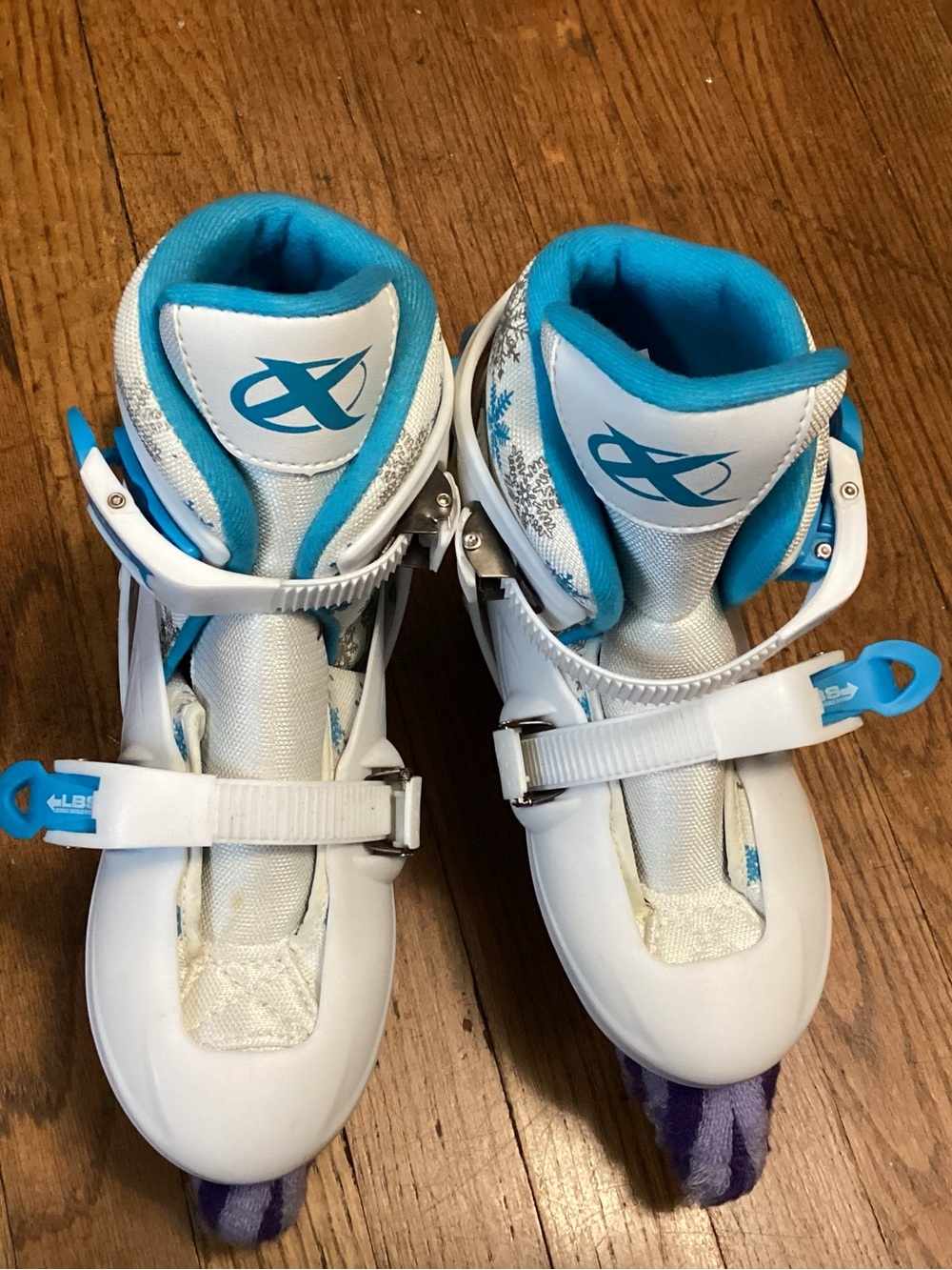Youth Adjustable White and Teal Inline Skates by OX
